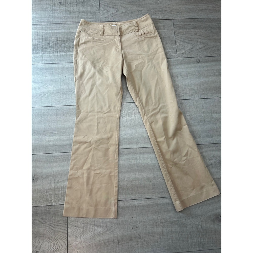 Cache Y2K Beige Flare Leg Trousers Office Siren Pants Size 6